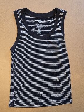 Nine West Black and White Striped Tank Top